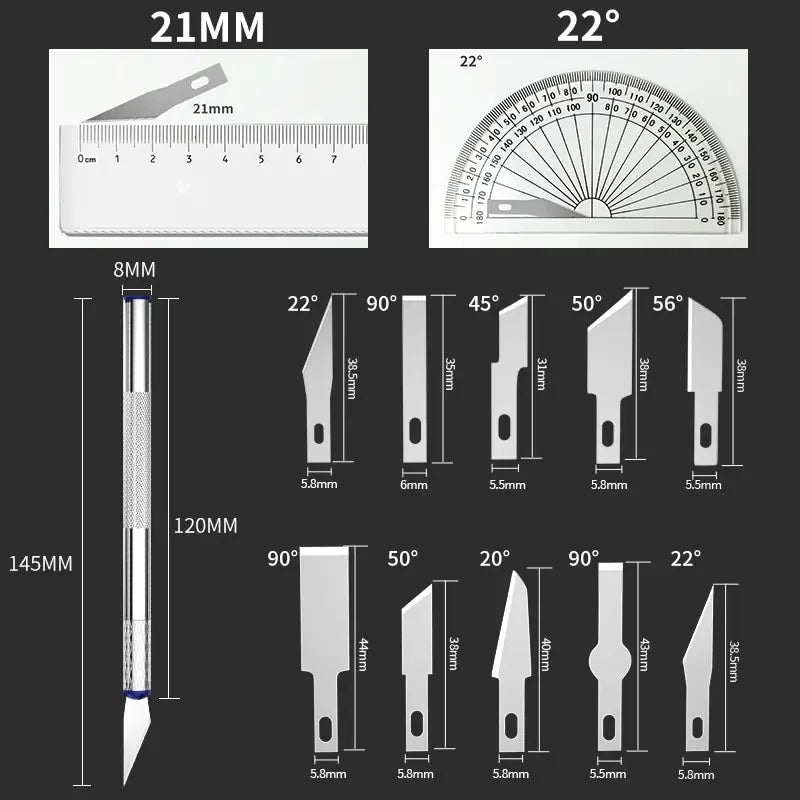 13Pcs Precision Craft Hobby Knife Kit Utility Art Exacto Sharp DIY Carving Tool Set for Scrapbooking Stencil Woodworking Cutting